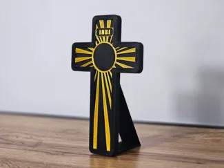Modernes Kreuz mit Sonnenstrahlen & Aufsteller