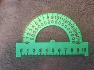 180-degree protractor with a 10 cm ruler