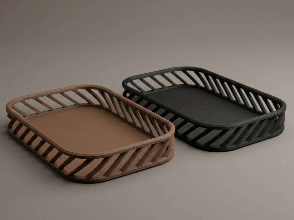 Modern Catchall Tray - Diagonal Ribbed Design 