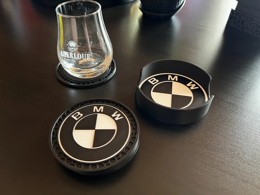 BMW Themed Coaster & Holder set - Free 3D Print Model - MakerWorld