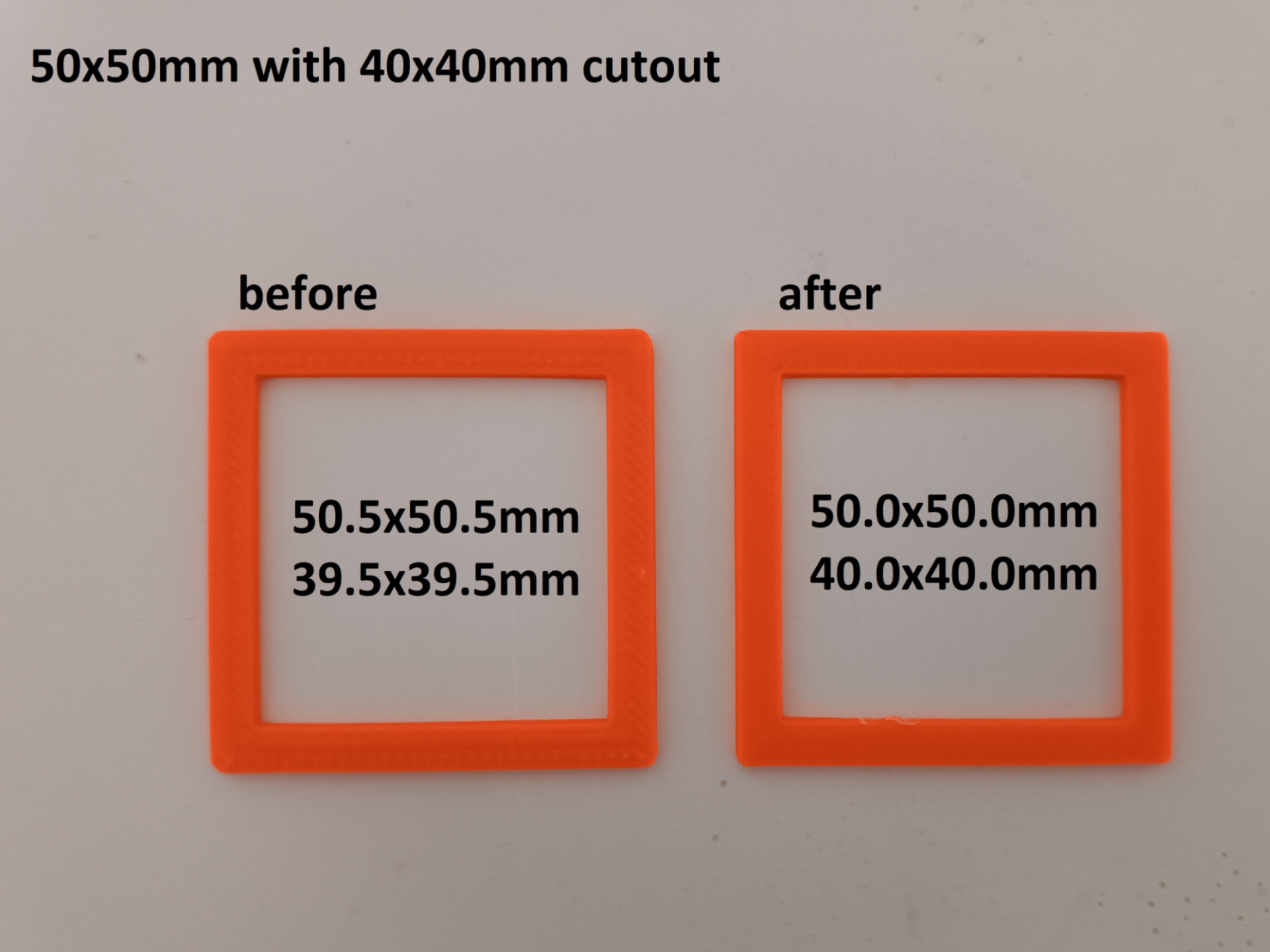 0,6mm Düsen Kalibrierung in Länge x Breite 50x50mm