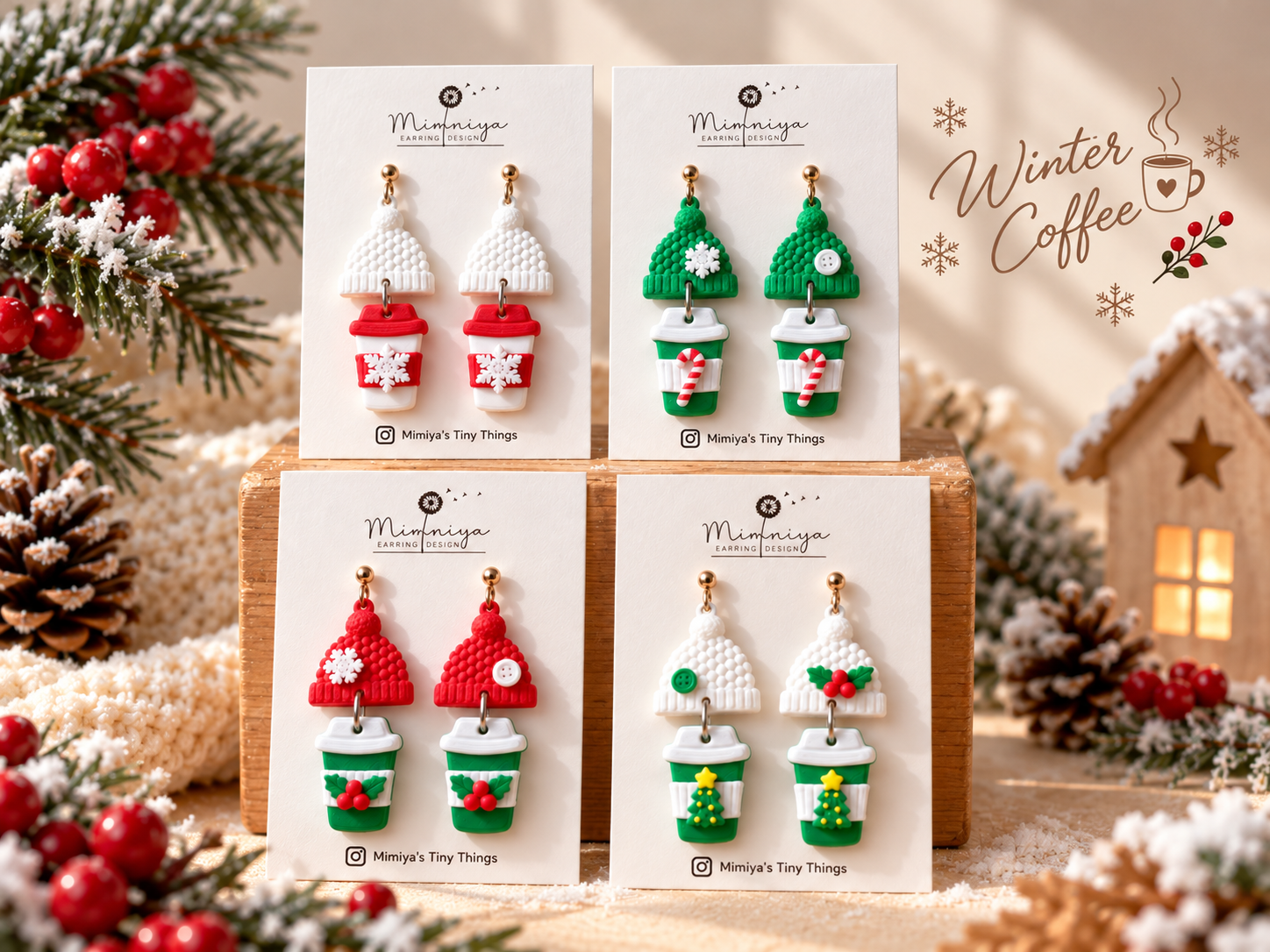 Winter Coffee Tales earrings - 1