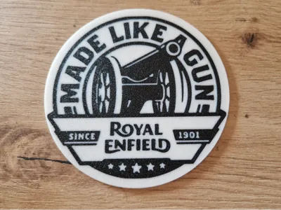 Royal Enfield coaster "Made like a gun"