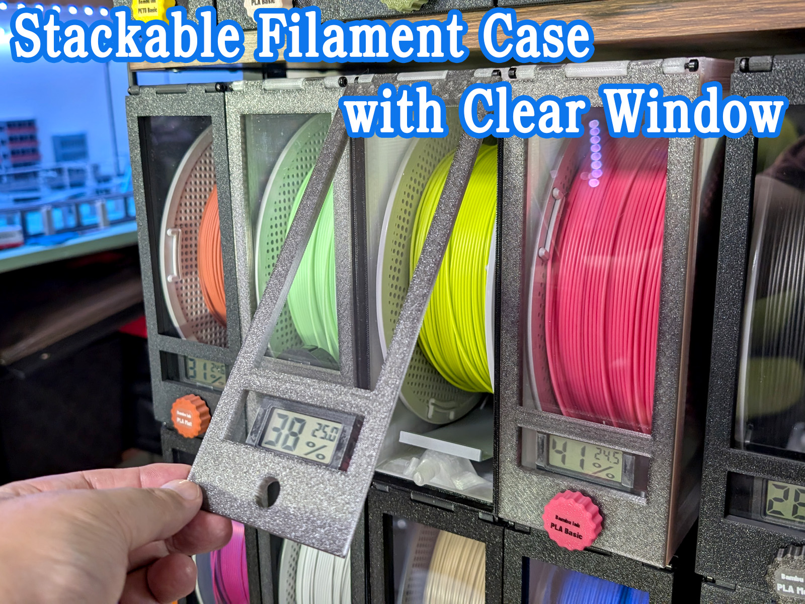 Stackable Filament Case with Clear Window