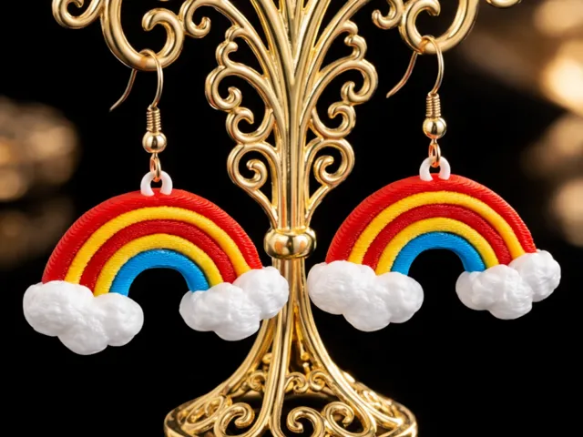 Whimsical Rainbow Cloud Statement Earrings