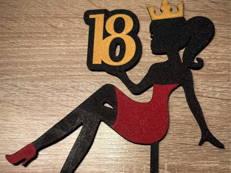 Cake topper Woman with Crown 18 birthday