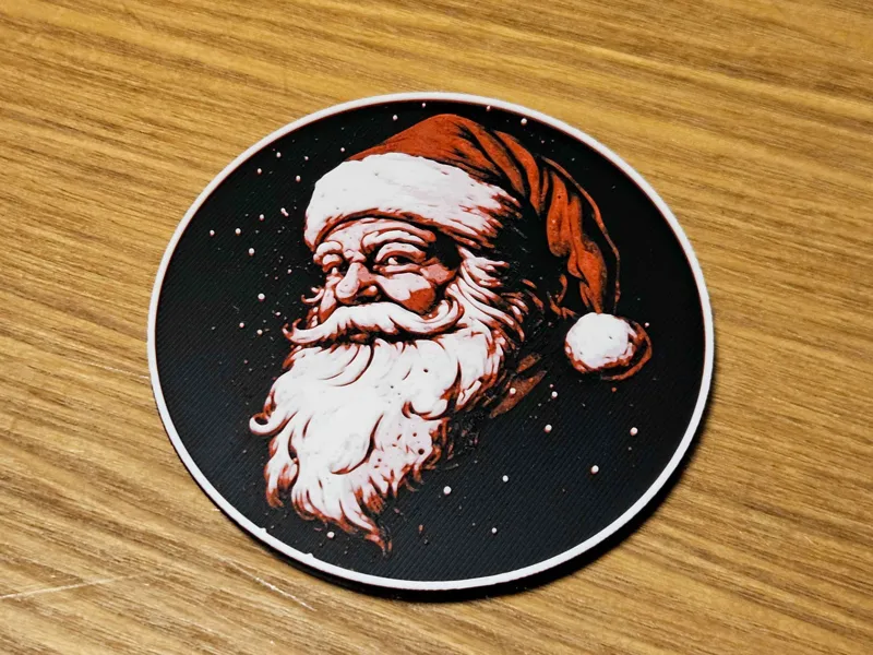 Santa Coaster (on black background)