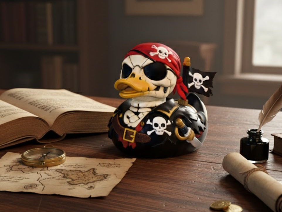 Ghost Captain Quack Hand-Painted pirate Duck 
