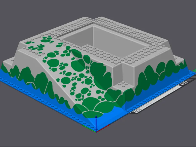 Bricks Baseplate Raised Rocks Gray / Green