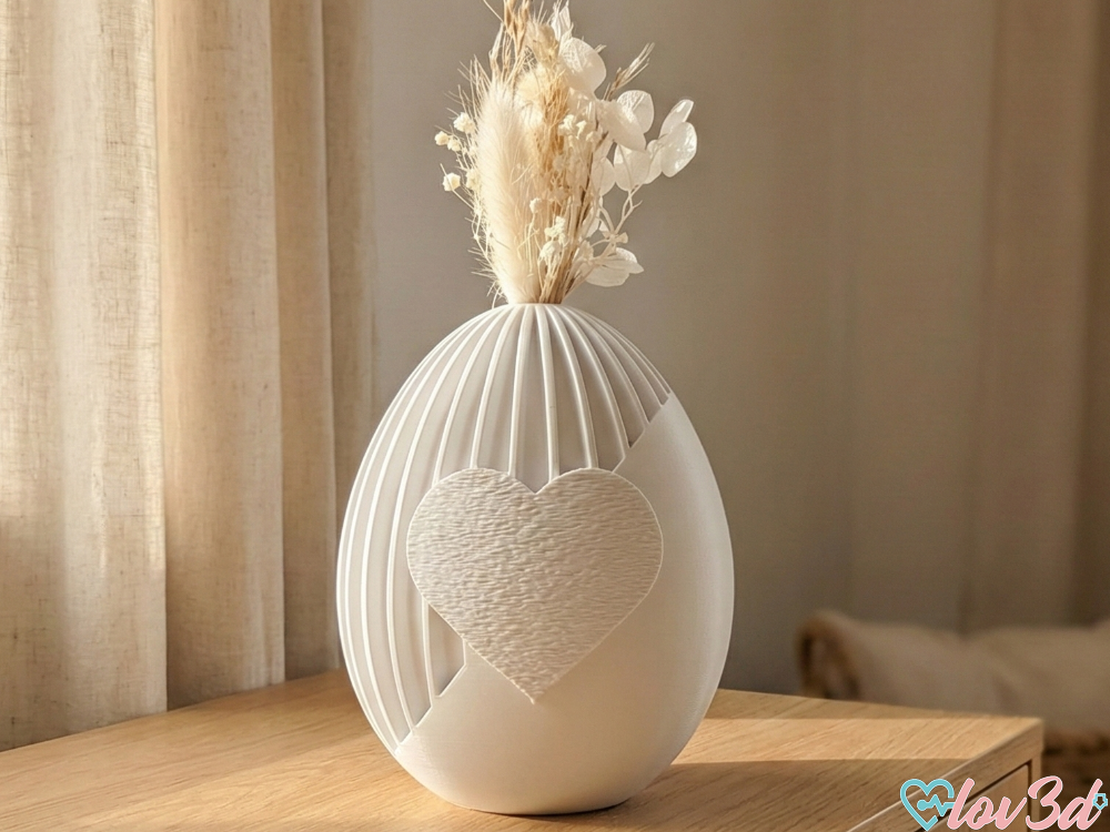 Modern Ribbed Heart Egg Vase - Spring Decor