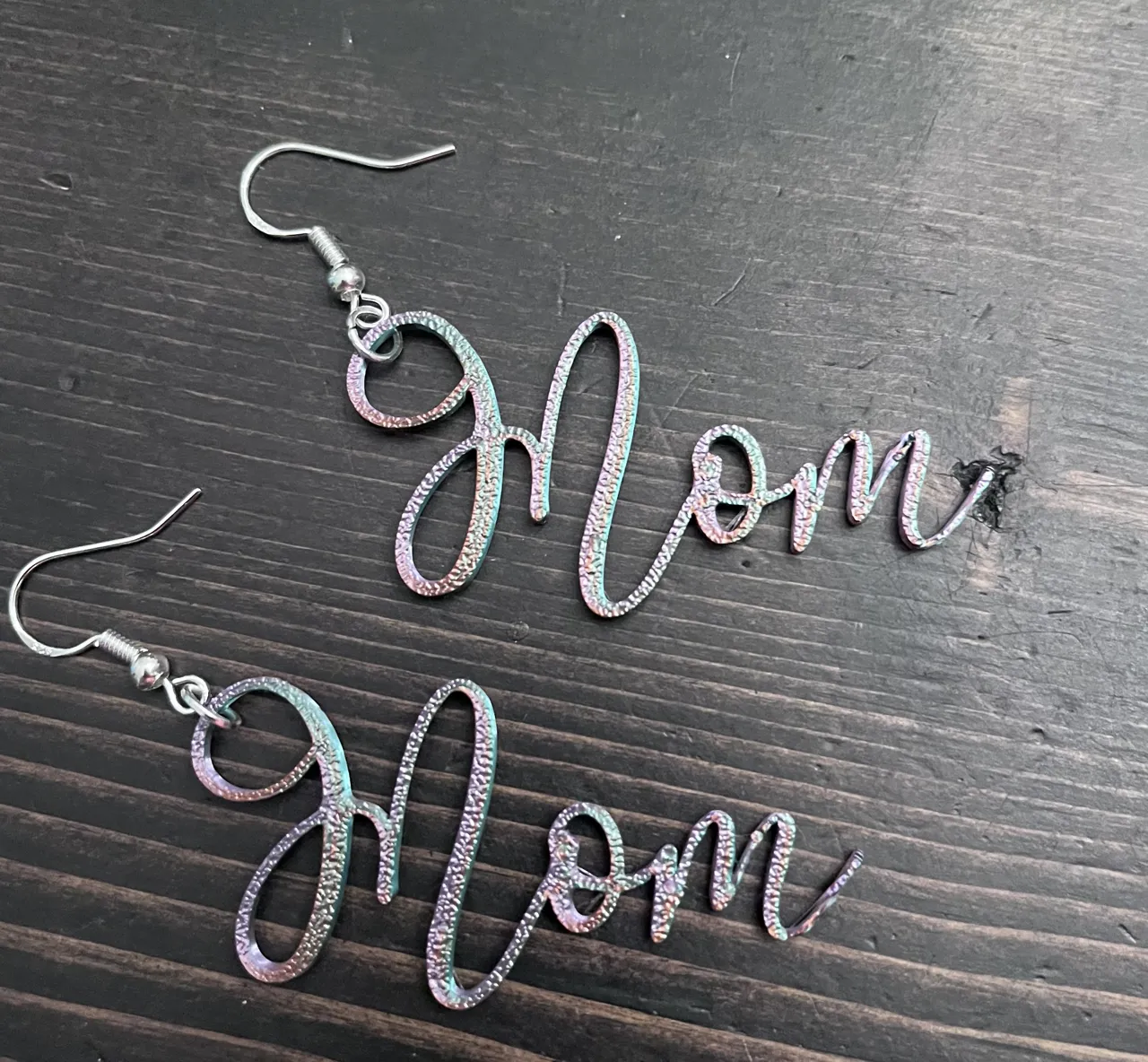 Mom Script Earrings - No AMS! Filament Fashion view 4