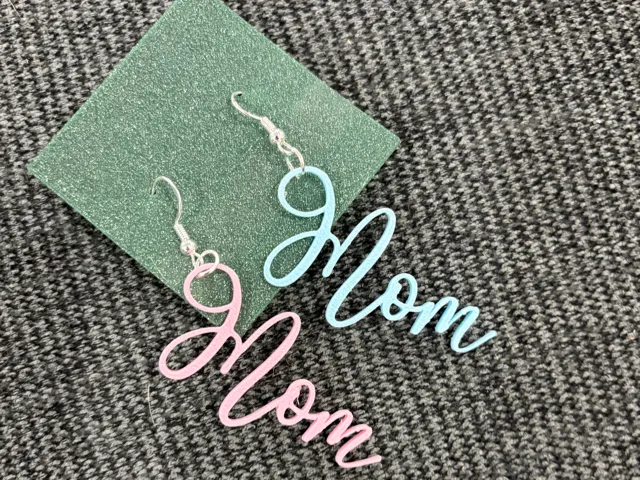 Mom Script Earrings - No AMS! Filament Fashion