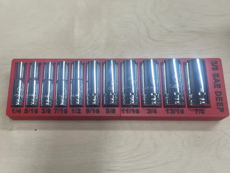 Gridfinity 3/8 SAE deep socket set