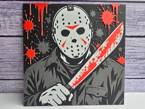 Cuadro decorativo en 3D: Jason Vorhees - Horror HueForge — referencia de MakerWorld