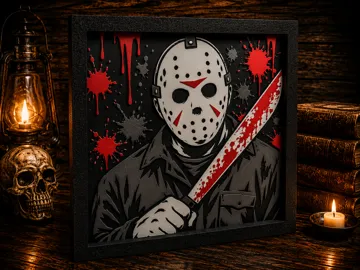 Cuadro decorativo en 3D: Jason Vorhees - Horror HueForge — vista de referencia 3