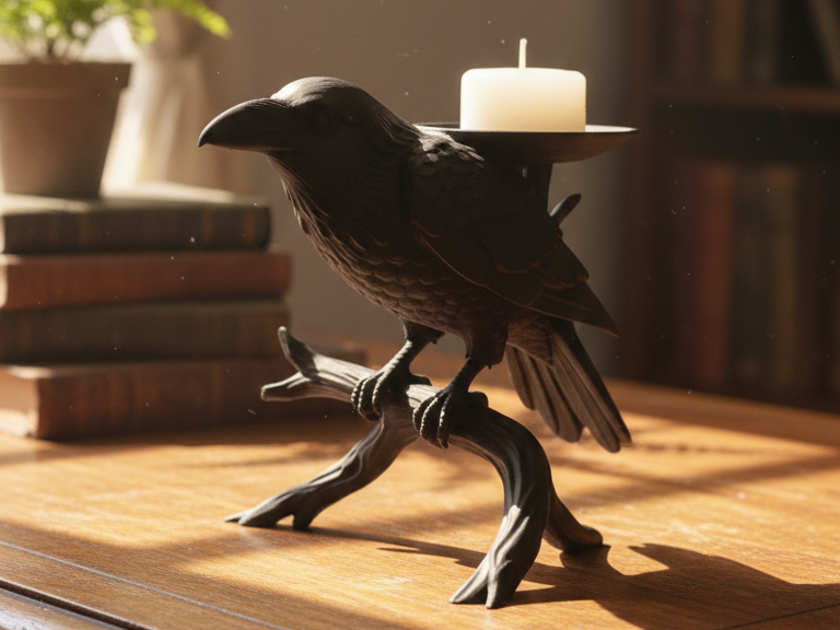 Raven Candle Holder: The Shadow Messenger