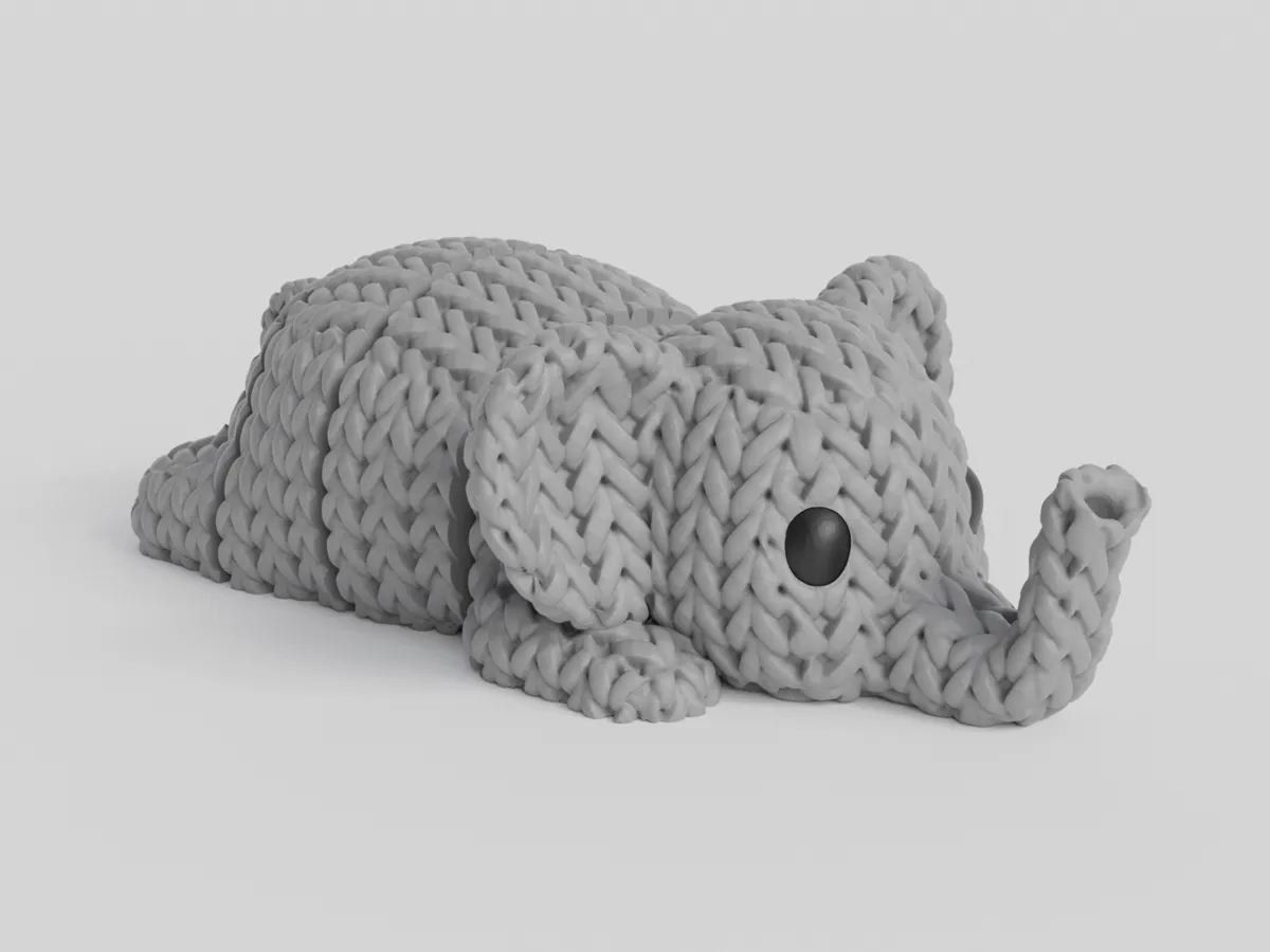 Knitted Articulated Elephant Flexi Keychain by Smoggy3D MakerWorld: Download Free 3D Models - 3D model önizlemesi