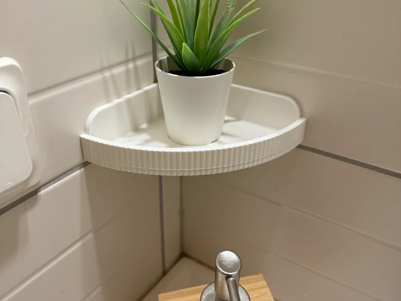 Stylish minimalist corner shelf