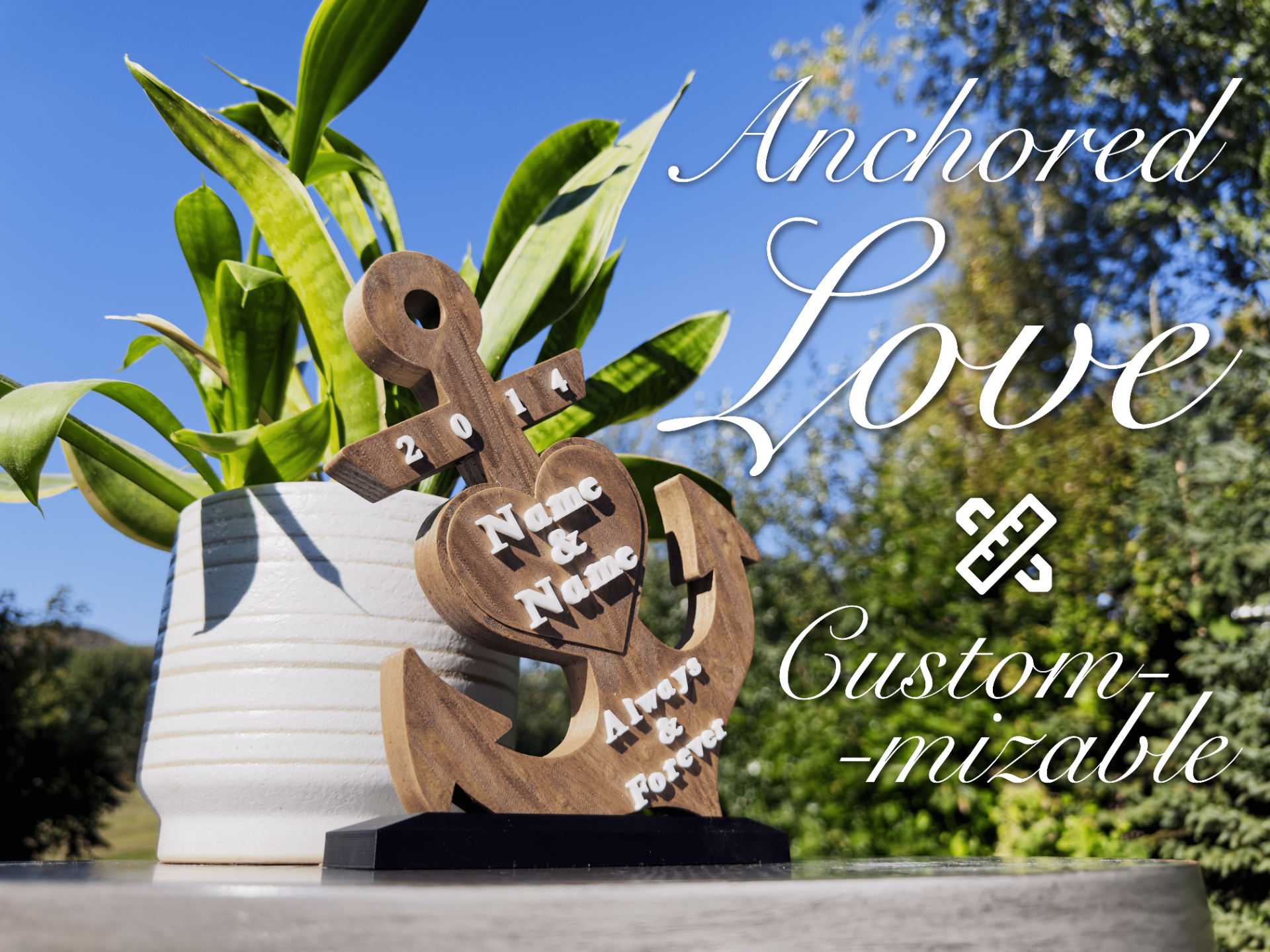 Anchored Love - Customizable 3D model