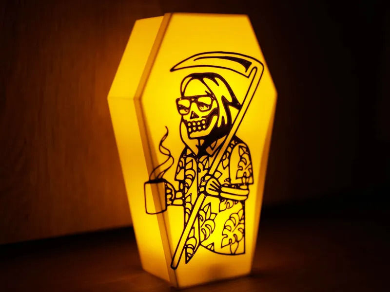 Halloween skeleton coffin lamp