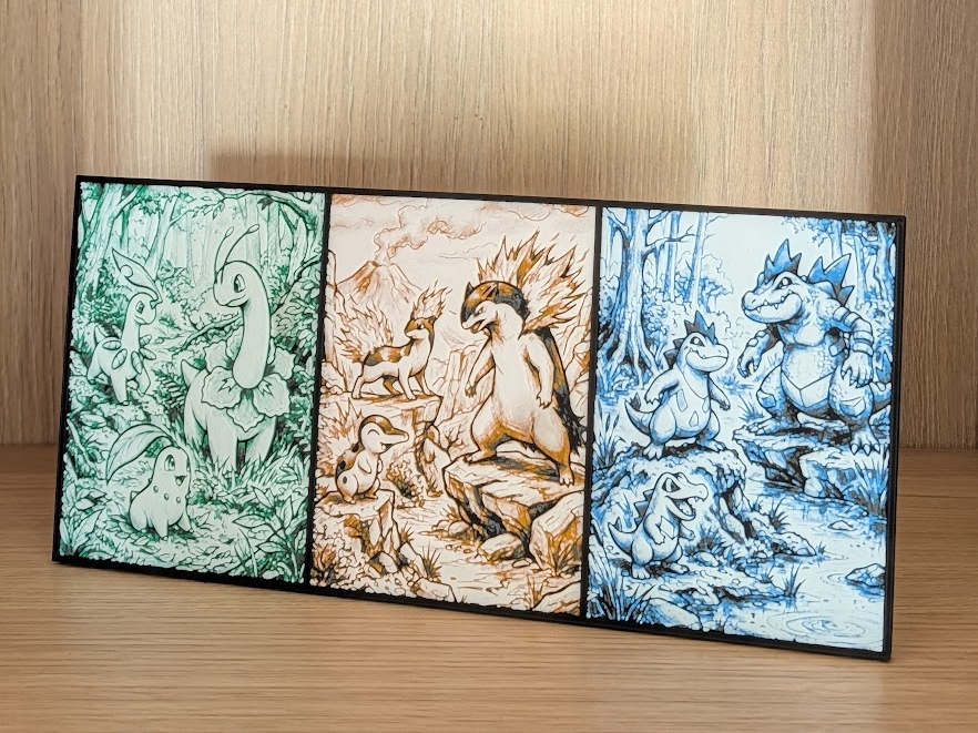 Johto Starter Evolutions Pokemon Hueforge & Frame