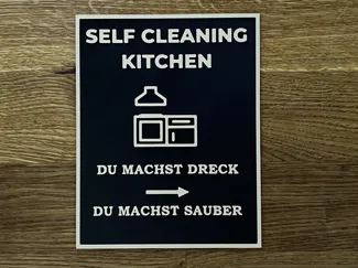Self Cleaning Kitchen Sign