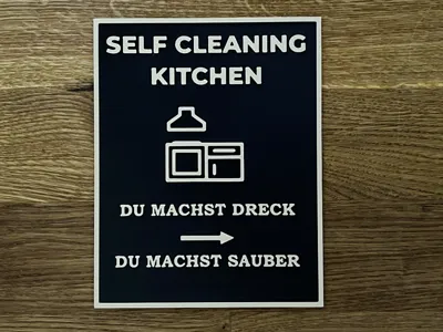 Self Cleaning Kitchen Sign