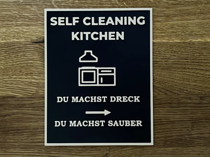 Self Cleaning Kitchen Sign