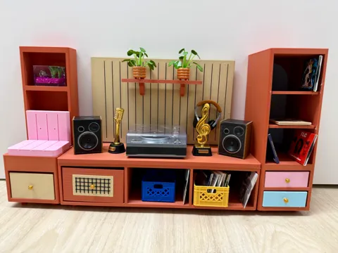 Estante o repisa: The Vinyl Lounge – Modular Retro Wall Unit — referencia de MakerWorld