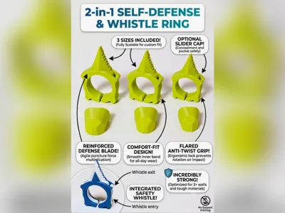 2-in-1 Self-Defense & Whistle Ring