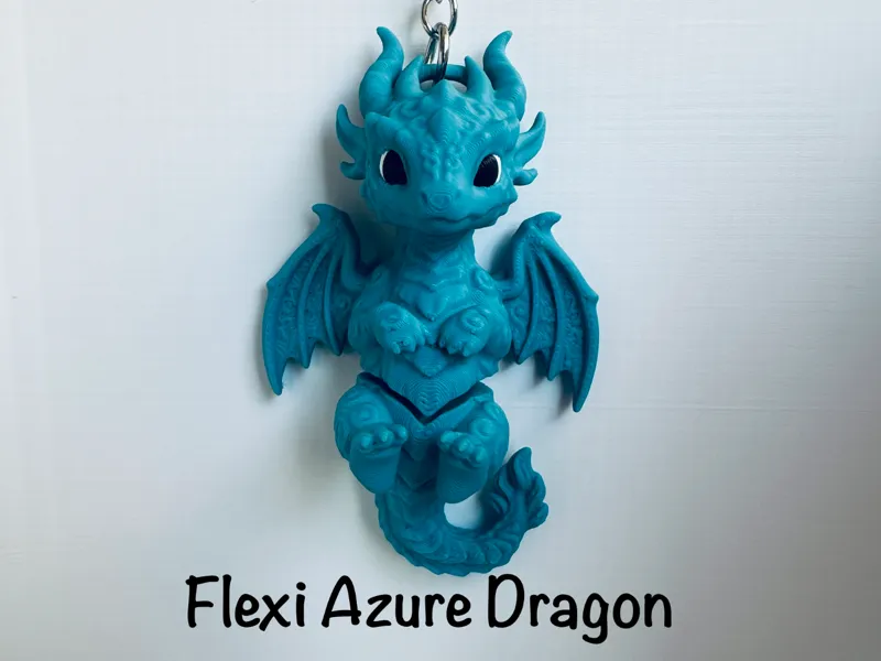 Flexi Azure Dragon Keychain