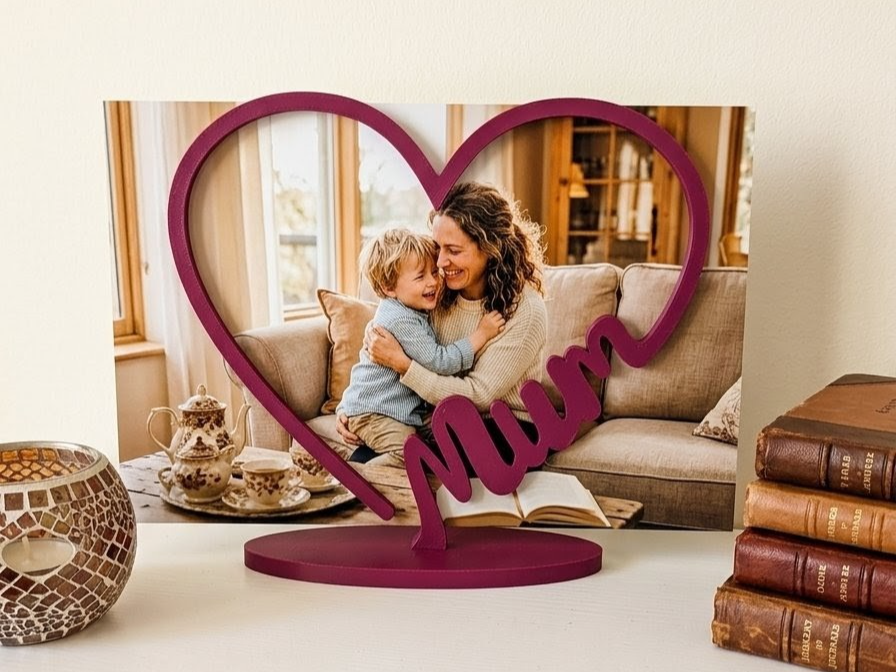 Herz-Fotorahmen mit „Mum“-Schriftzug