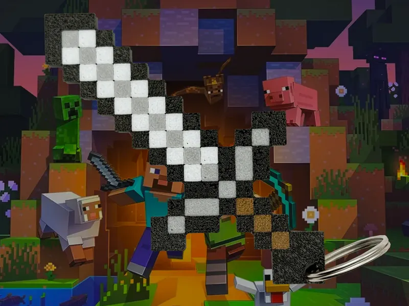 Minecraft Iron Sword Keychain