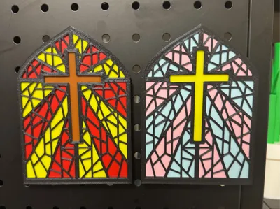 3D Cross Stained Glass Window / Magnet