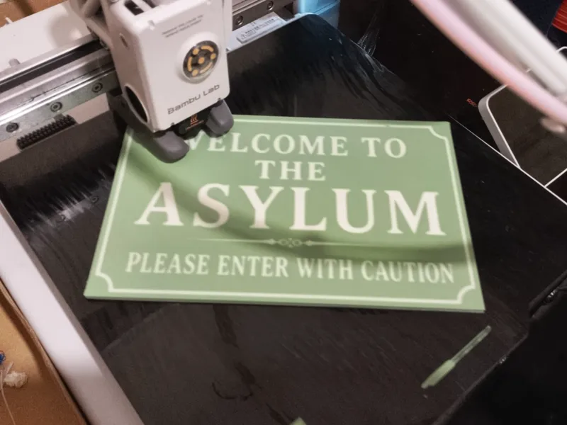 Welcome to the Asylum sign 