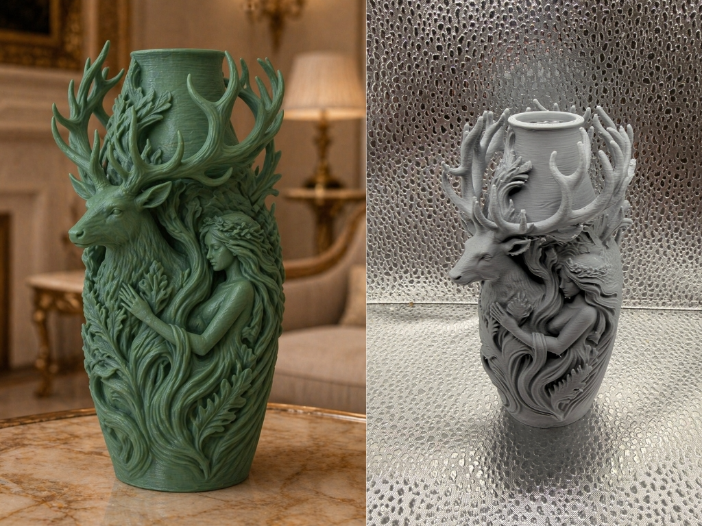 Forest Guardian Deer Goddess Sculpture Vase