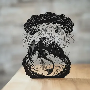 Adorno temático: Toothless & Light Fury - Stormy Silhouette Art — vista de referencia 3