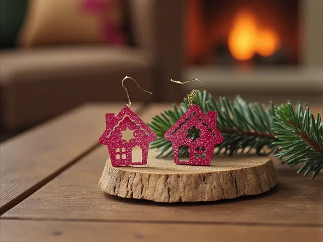 Christmas house earrings