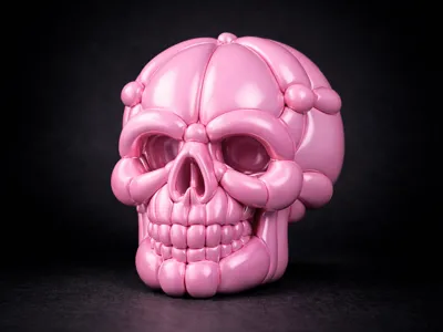 Pastel Balloon Skull Sculpture