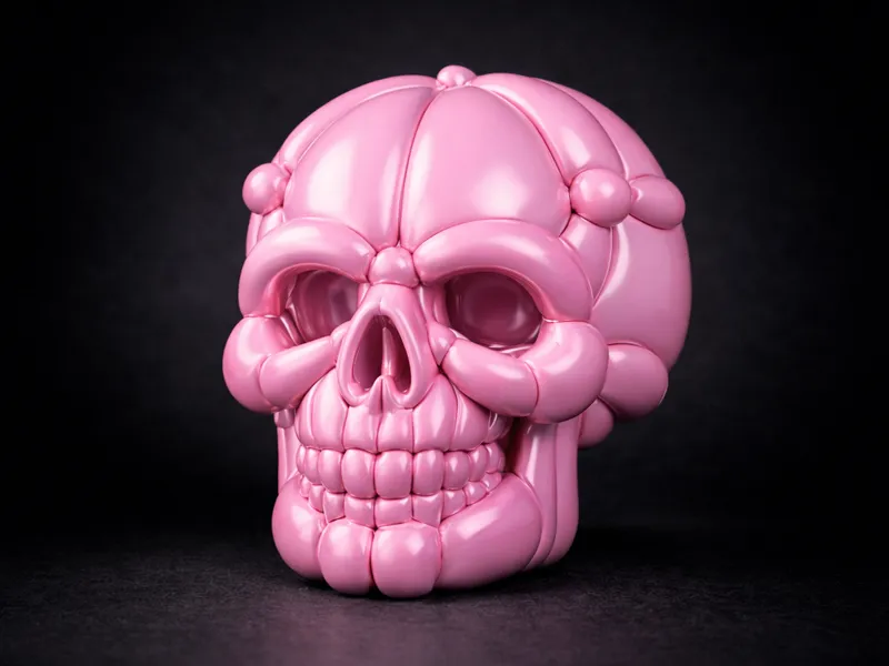 Pastel Balloon Skull Sculpture