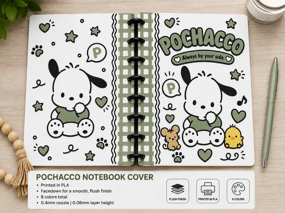 Tapa o cubierta: A5 Pochacco Notebook Cover. Referencia del modelo original.