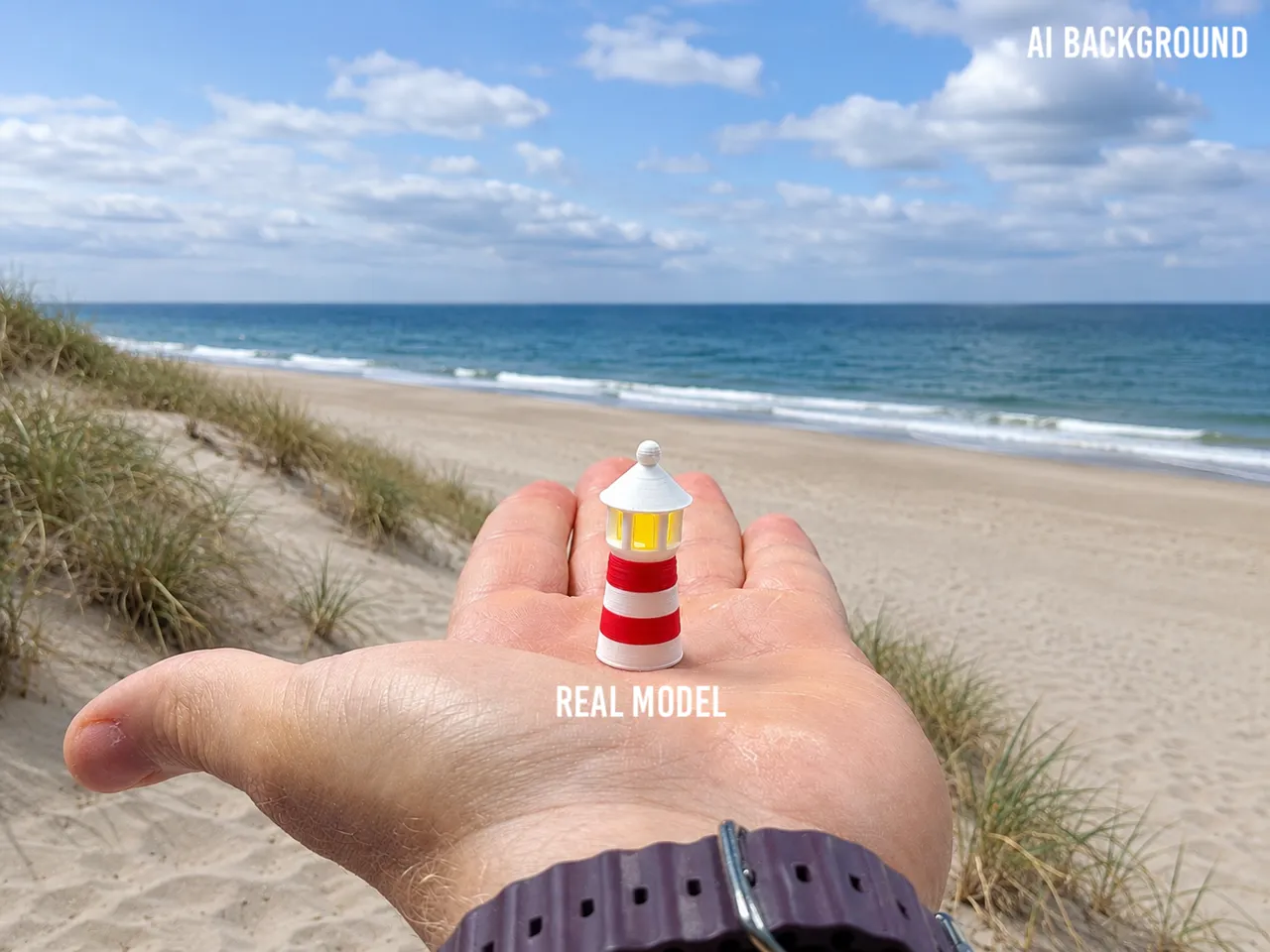 Tiny Glowing Lighthouse Earring, Pendant, Keychain view 3