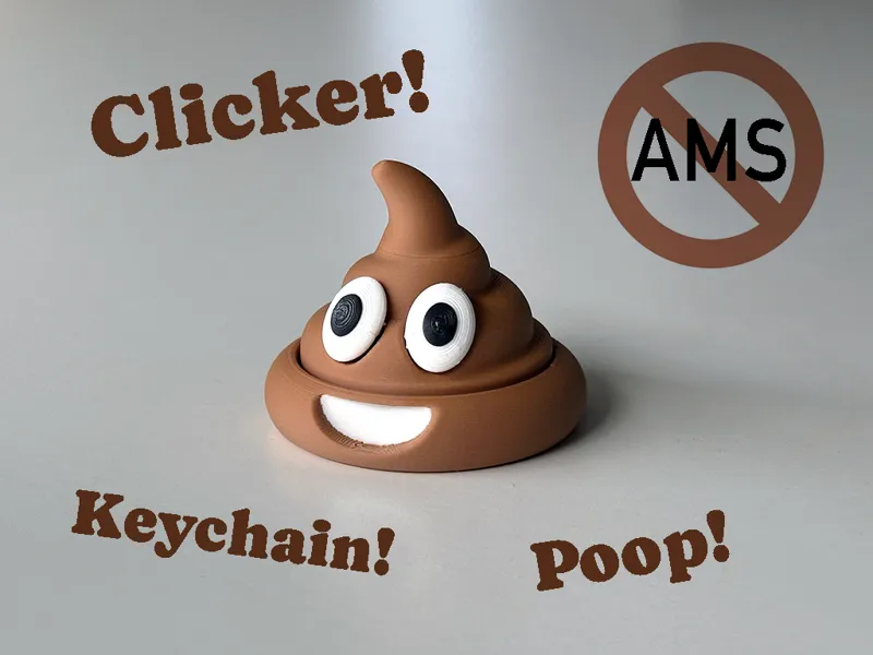 Poop Emoji Fidget Clicker with Keychain