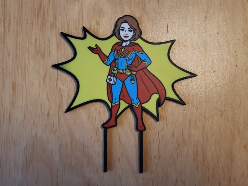 Tortenstecker Superheld Mama beidseits