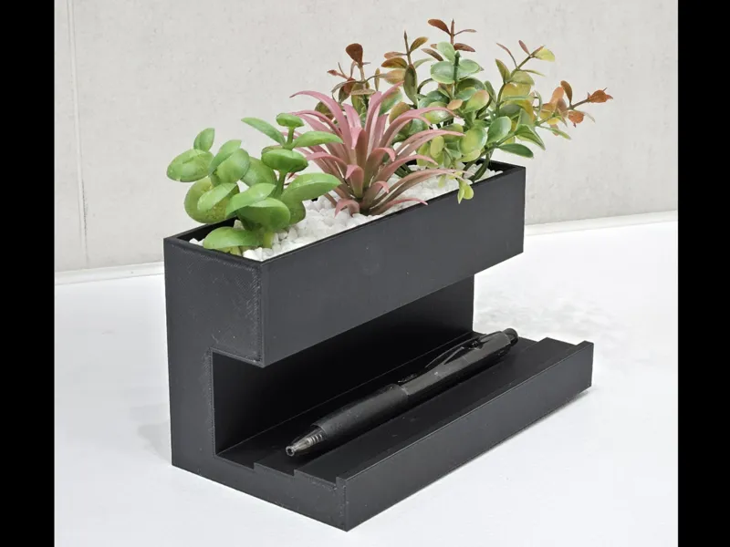 Desk organizer with suculent pot and pen holder