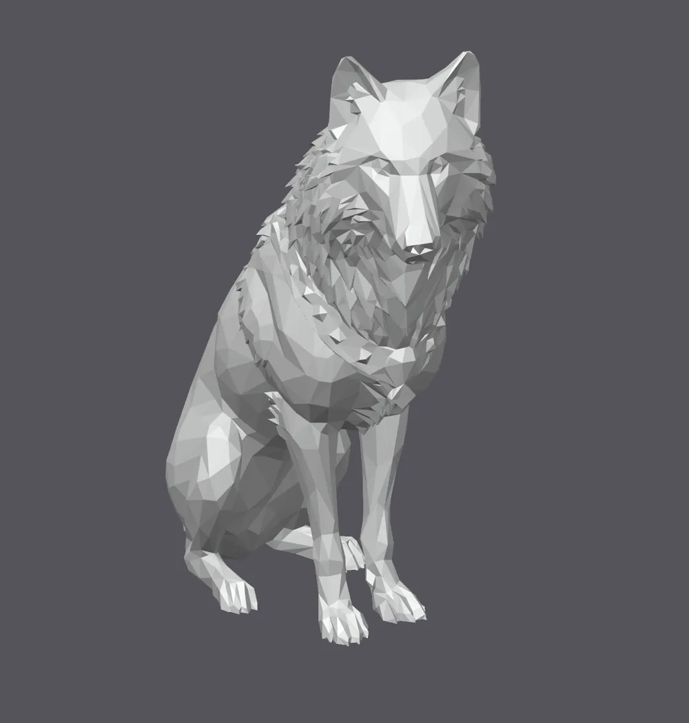Lobo Sentado Low Poly - Modelo de impresión 3D gratuito - MakerWorld