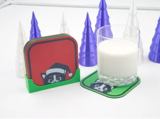 Cute Christmas Cat Coasters Set