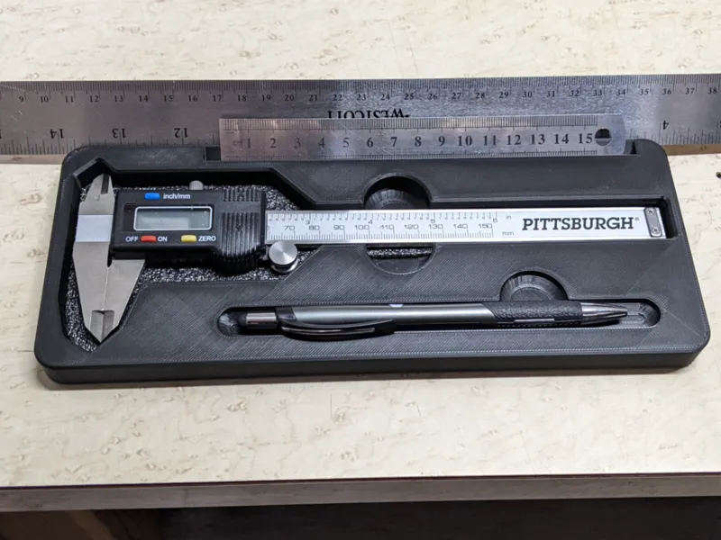 Calipers, rulers & pen desk organizer