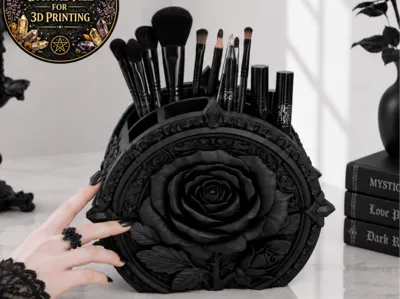 Goth Rose Makeup and Brush Organizer