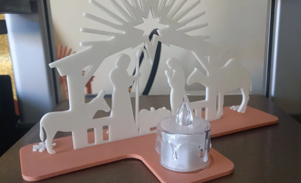 Nativity Modelbase Nativity Scene Silhouette with customizable base - Free 3D Print Model ...
